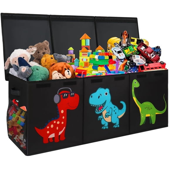 Extra Large Toy Box Chest, Collapsible Storage Organizer with Lids, Sturdy Dinosaur Toybox for Boys Girls, 40"x16"x16" Kids Storage Bin Box Baskets for Living Room, Playroom, Bedroom, Nursery