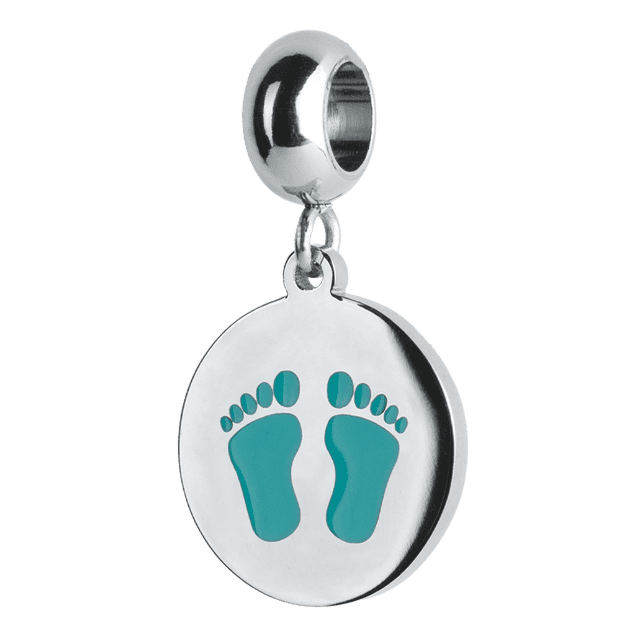 Charm para Pulsera LuckyLy, Dije de Huellitas Bebé Niña, Acero Inoxidable y Rosa, Modelo Capri plateado UNITALLA