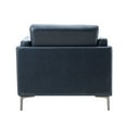 thumbnail image 2 of 37.8" Wide Modern Armchair Single Sofa, Leather Accent Chair with Square Arms, Upholstered Living Room Arm Chair, Comfortable Reading Sofa Chair for Bedrooms Dorm Room Office Waiting Room, Navy, 2 of 7
