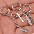thumbnail image 4 of 3 Pairs Hoop Dangle Earrings Leaf Cross Hinged Earrings for Non-Pierced Ear, 4 of 10