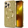 thumbnail image 1 of Electroplate With Lens Protector Phone Case For iPhone 15 14 11 12 13 Pro Max For Magsafe Wireless Charge Bumper Glitter Cover Gold For iphone11, 1 of 6