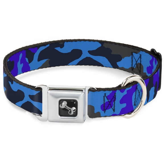 Buckle-Down Pet Collar, Dog Collar Metal Seatbelt Buckle, Camo Blue, 9.5 to 13 Inches 1.0 Inch Wide