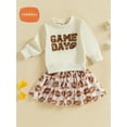 thumbnail image 3 of Okbabeha Toddler Baby Girl Football Outfit Baby Girl Crewneck Game Day Sweatshirt Tutu Skirts Set Cute Little Girl Clothes, 3 of 8