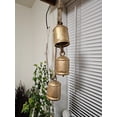 thumbnail image 2 of ZIG ZAG Vintage Gold Cluster Cow Bells on Rope (Pack of 4) Handmade Harmony Rustic Bells for Hanging Decor for Wall, Bedroom, Living Room, Door, or Christmas Tree Crafts - 4-Inch, Gold, 2 of 4