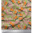 thumbnail image 1 of Soimoi Silk Fabric Leaves & Tropical Flower Watercolor Printed Craft Fabric by The Yard 42 Inch Wide, 1 of 1