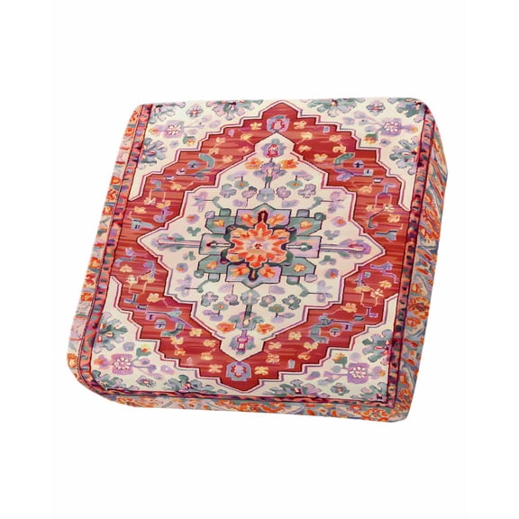Orange Red Boho Couch Cushion Covers Stretch, Washable Sofa Seat Covers Individual Seat Cushion Sofa Slipcovers Vintage Flower Tribal Distressed Printed Couch Cover Furniture Protector S-1PCS