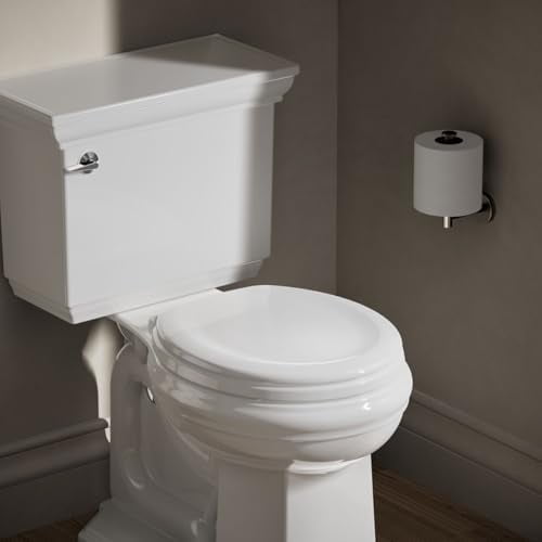 Stonewood Quiet-Close, Round Toilet Seat Soft Close, Durable Wood, Easy Installation, Universal Fit, Home Essentials, White Finish, K-20467-0 (Pack of 4)