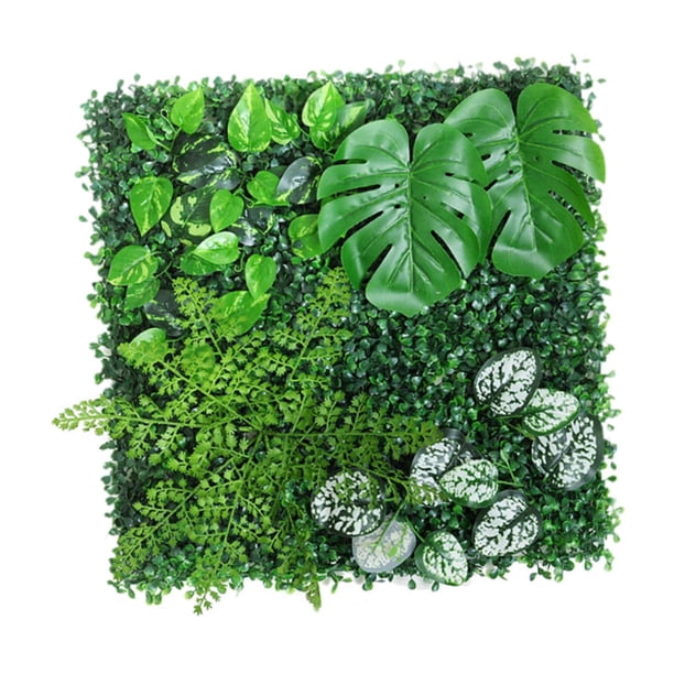 Panel de cobertura artificial de 19 "x 19", telón de fondo verde, telón de fondo de hierba, panel de pared de cobertura verde para escenario, jardín, Estilo D