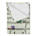 thumbnail image 2 of Railroad Soft Flannel Fleece Throw Blanket, Nursery Style Arrangement of Roads and Trains Locomotives Cartoon Kids Pattern, Cozy Plush for Indoor and Outdoor Use, 50" x 60", Multicolor, by Ambesonne, 2 of 5