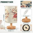 thumbnail image 3 of WOBOGO Blue Magpie Bedroom Table Lamp USB Power Connector Wooden Base Round Linen Shade For Living Room Desk, 3 of 7