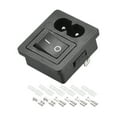 thumbnail image 1 of Unique Bargains C8-8 Panel Mount Plug Adapter AC 250V 10A 2 Pins 1mm Buckle IEC Inlet Socket w 4P ON-OFF Switch,Heat Shrink Connector, 1 of 4