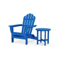 Trex Outdoors Monterey Bay Folding Outdoor Adirondack Chair with Side Table in Pacific Blue