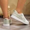 thumbnail image 5 of HEWUQI Tennis Shoes Womens Wide Round Toe Leather Knitted Slip on Elegant Walking Sneakers Cute Tennis Non Slip Work Footwear Green Size 9, 5 of 7