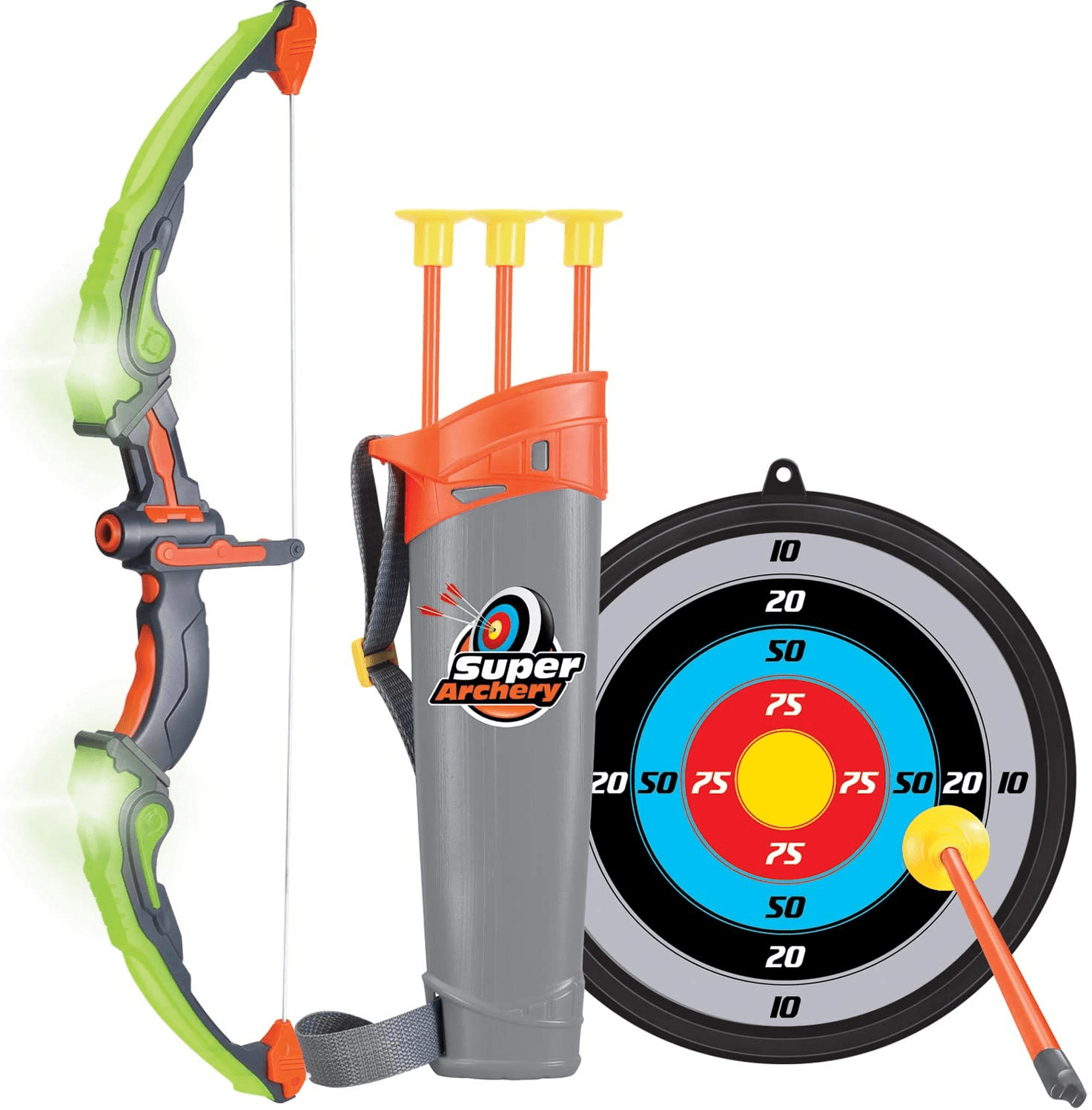 Bow and Arrow for Kids with LED Flash Lights- Archery Bow with 3 Suction Cups Arrows Target Outdoor Games for Kids and Quiver 