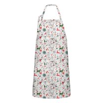 White Christmas Deer and Gift Apron-Garden Aprons for Women with Pockets-Cotton Linen Waterproof Kitchen Cooking Gardening Aprons Adjustable for Kitchen,Cooking,BBQ and Salon 32"x27"