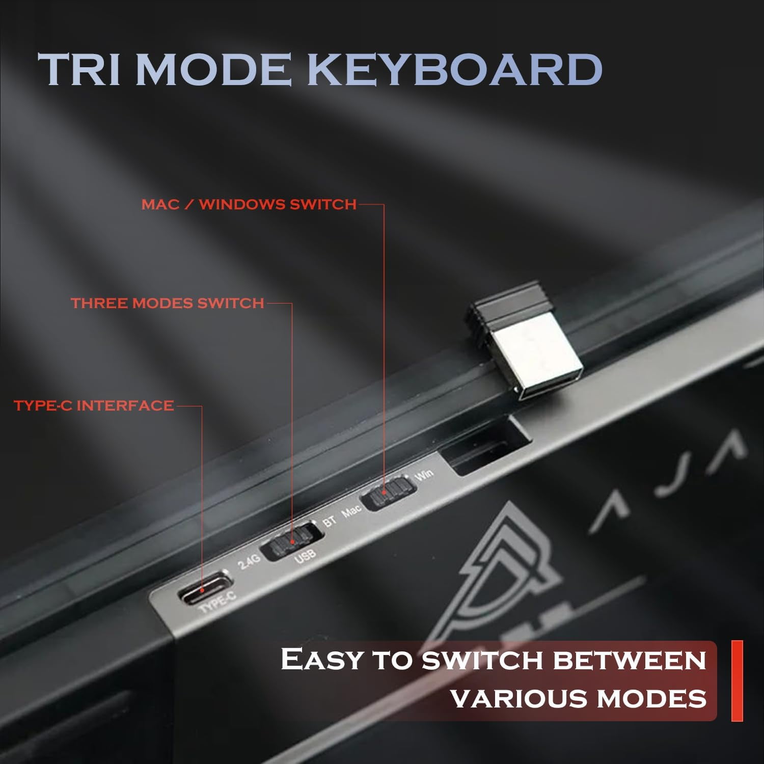 ATTACK SHARK Low Profile Mechanical Keyboard 75%,BT5.0/2.4G/Cable,PBT,White Backlit-Red Switch
