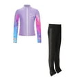 thumbnail image 6 of Miutii Kids Girls 2 Pieces Figure Skating Outfits Long Sleeve Zipper Jacket with Sparkly Pants Set Purple 10, 6 of 9