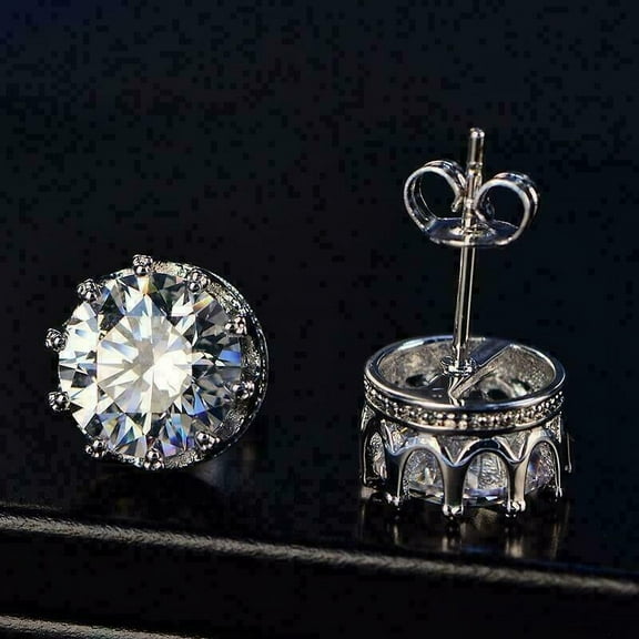 Gifted 4Ct Round Cut Lab Created Diamond Solitaire Stud Earrings 14K White Gold Finish Silver