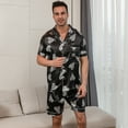 thumbnail image 3 of Men's Silk Satin Pajama Set Short Sleeve Classic Pajama Tie Button Loungewear with Shorts, 3 of 7