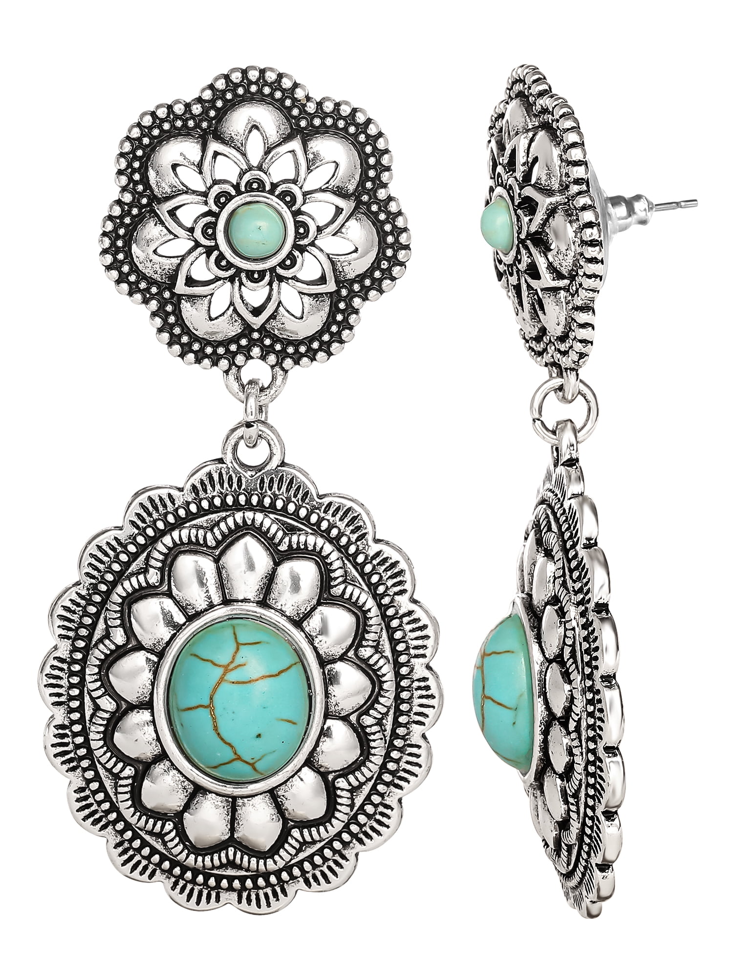 Jessica Simpson Fashion Metal Faux Turquoise Stone Drop Earring