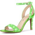 thumbnail image 1 of Sandalias Purpurina Allegra K Tacón de aguja Correa de tobillo para Mujer Verde 41, 1 of 6