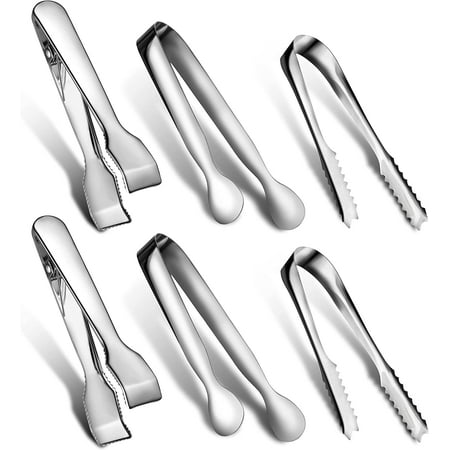 

6 Pieces Ice Tongs Mini Serving Tongs Kitchen Ice Cube Tongs Stainless Steel Sugar Tongs Small Metal Ice Tongs Sugar Cubes Tongs for Tea Party Bar Ice Sugar Cubes Coffee Food Serving