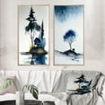 thumbnail image 1 of Designart "Blue Watercolor Tree by Rural Cottage II" Landscape Forest Framed Wall Art Set Of 2 - Country Blue Framed Canvas Set For Living Room Decor, 1 of 6
