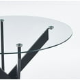 thumbnail image 4 of MAYEERTY Modern Black Dining Table Cross Legs Tempered Glass Top Bold Modern Decor, 4 of 13