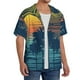 thumbnail image 2 of Fotbe Palm Trees Camisa Estampada de Manga Corta para Hombre, Casual de Verano, Estilo Playero, Sin Arrugas-Small, 2 of 5