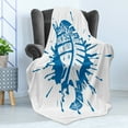 thumbnail image 4 of Running Soft Flannel Fleece Blanket, Footwear Print Illustration with a Paint Splash Design Trainers Sole Sneakers, Cozy Plush for Indoor and Outdoor Use, 50" x 70", Sea Blue White, by Ambesonne, 4 of 5