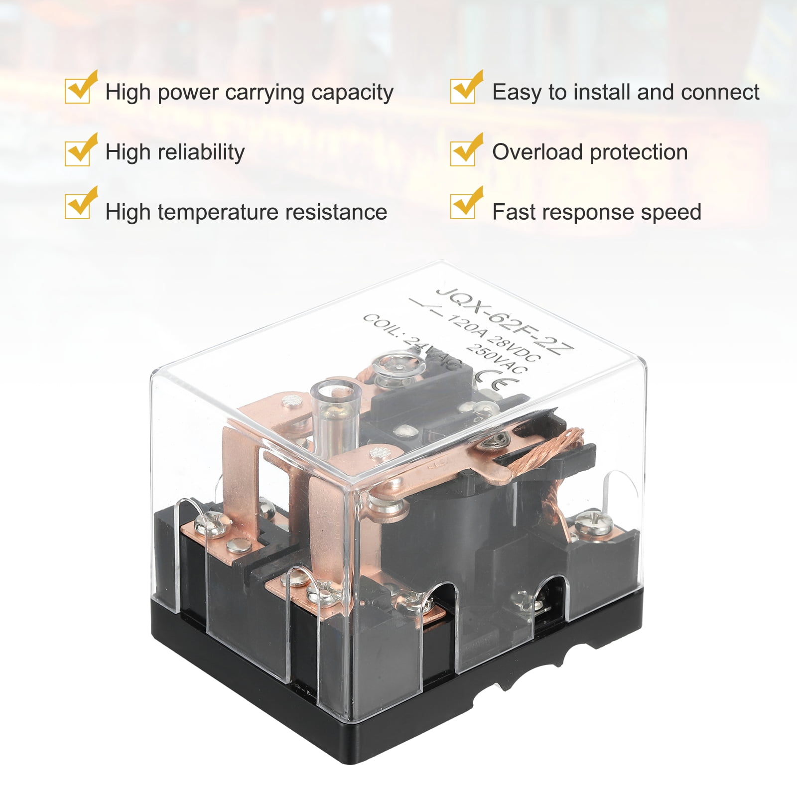 AC24V 120A Electromagnetic Relay, High Power Relay DPDT 2NO 2NC 8 Terminals Din Rail Mounting