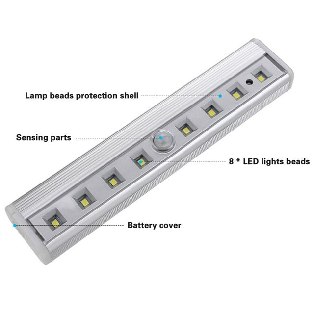 Automatic on/off Motion Sensor Night Light Bedroom Bathroom Battery Operated Cabinet LED Closet Drawer Lamp Lighting Accessory