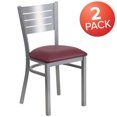 thumbnail image 3 of 2 Pk. HERCULES Series Silver Slat Back Metal Restaurant Chair - Burgundy Vinyl Seat, 3 of 8