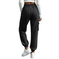 thumbnail image 6 of ZHYou No Boundarie Womens Cargo Pants Cuffed Casual Drawstring Elastic Waisted Loose Casual Athletic Sweatpants with Pockets,Black,Size M, 6 of 6