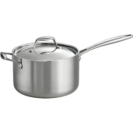 Signature Tri-Ply Clad Stainless Steel 4-Quart Sauce Pan with Lid, Induction-Ready, Dishwasher-Safe, NSF-Certified, Made in Brazil