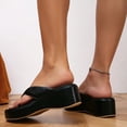thumbnail image 4 of Rokment Platform Wedge Flip Flops for Women 2026 Beach Summer Fashion Casual Leather Wide Feet Orthopedic Chunky High Heels Dress Slip 0n Comfortable Walking Sandals Vacation Black Size 9, 4 of 7