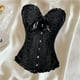 thumbnail image 5 of Mujeres Corset Deshuesado Overbust Gothic Cintura para Navidad y fiestas XL XL negro Macarena Corsé con ribete de encaje floral, 5 of 8