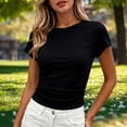 thumbnail image 4 of Aezemi Women Ruched Side Shirt, Summer Short Sleeve Slim Fit Ruched Tshirts, Fashion Outdoor Summer Womens Tops, 4 of 6