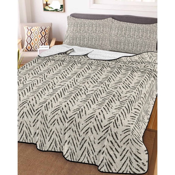 Beige Black Striped Queen Size Down Alternative Comforter,Lightweight Comforter Quilt Bedding Set with Pillow Shams Abstract Modern Art Irregular Stripe All Seasons Bed Comforter Duvet Insert 90"x96"