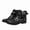 Black, variant on Women's Buckle Strap Ankle Boots, Round Toe Low Heel Cutout Booties , Motorcycle Biker Booties Casual Fashion Short Boots