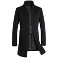 thumbnail image 1 of Men Mid-length Slim-fit Woolen Coat With Stand-collar Solid Color Woolen Coat, 1 of 8