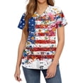 thumbnail image 2 of 250th Anniversary USA Scrub Tops Women Casual V Neck USA Flag Print Scrub Shirts Short Sleeve Independence Day Patriotic Scrubs Nursing Workwear Medical Nurse Uniform with Pockets Red 2XL, 2 of 4