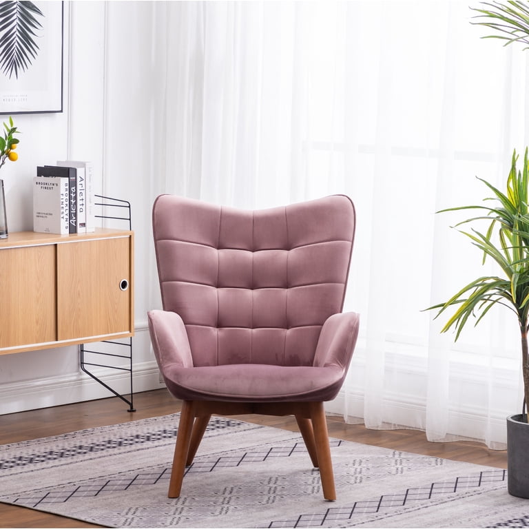 Roundhill Furniture Leiria Velvet Tufted Chair, Mauve photo 4