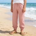 thumbnail image 2 of ZHOGXU Exquisite Elastic Waist Drawstring Solid Color Jogger Kids Pants For Girls All Season Suitable, 2 of 6