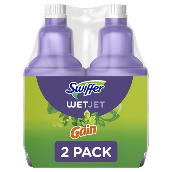 Swiffer WetJet Multi-Purpose and Hardwood Liquid Floor Cleaner Solution Refill, with Gain Scent, 42.2 fl oz each, (Pack of 2) C67