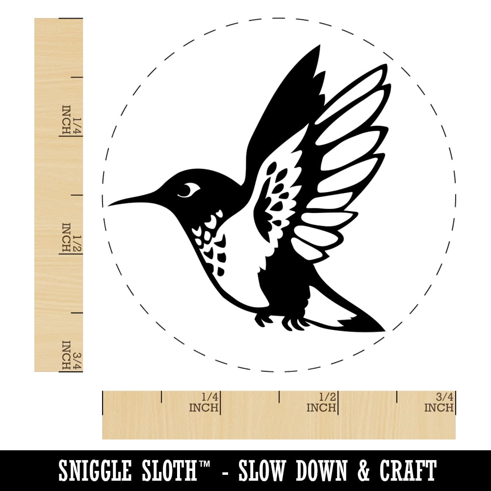 Hummingbird in Flight Self-Inking Rubber Stamp Ink Stamper - Black Ink - Small 3/4 Inch