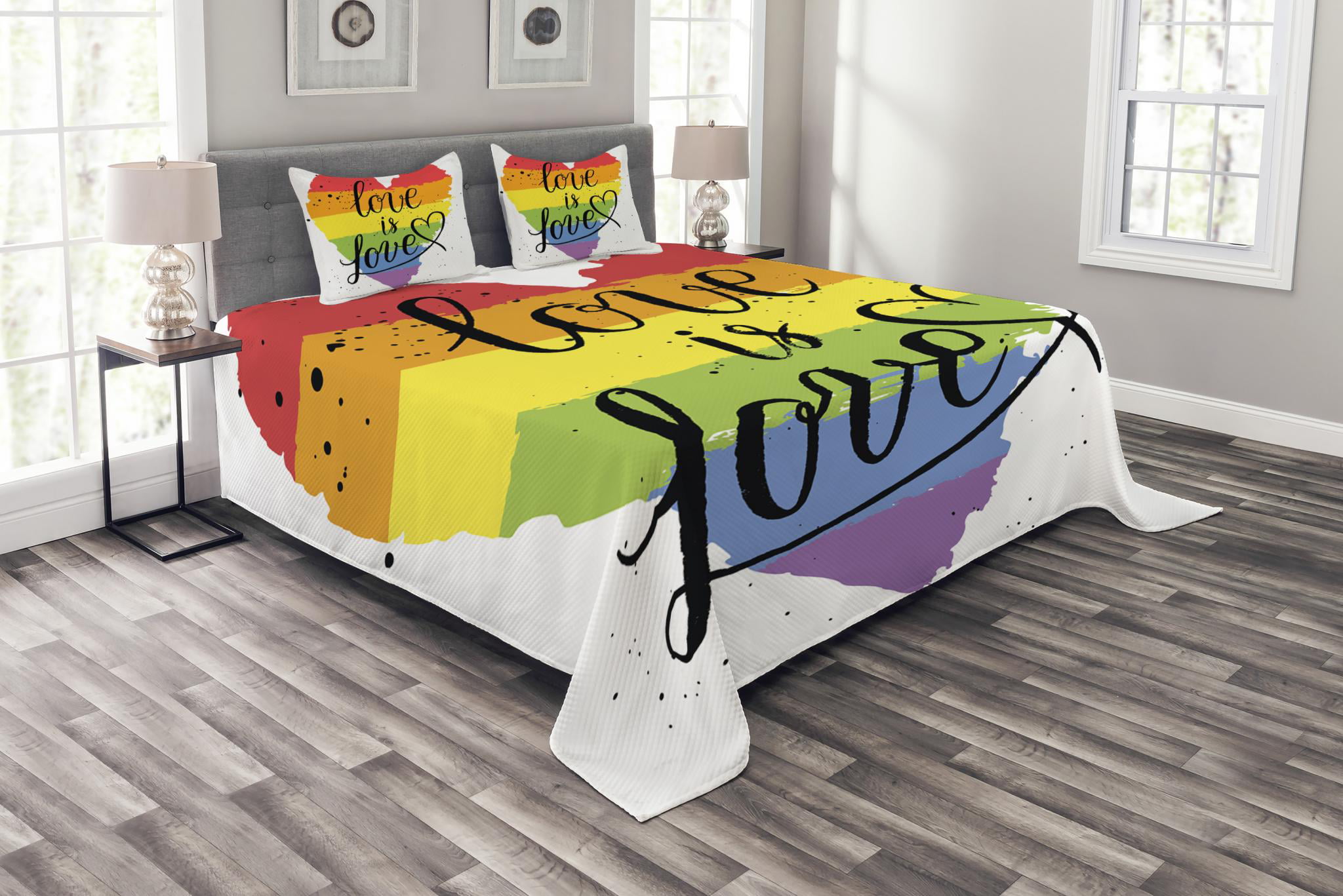 Details about   Pride Quilted Bedspread & Pillow Shams Set Love Wins Tie Dye Effect Print 