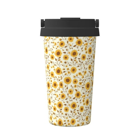 

Junzan Brown Leaf Sunflower for Stainless Steel Vacuum Insulated Tumbler - Reusable Insulated Cold Brew Iced Coffee Cup Thermos -Gifts for Women Men Him Her
