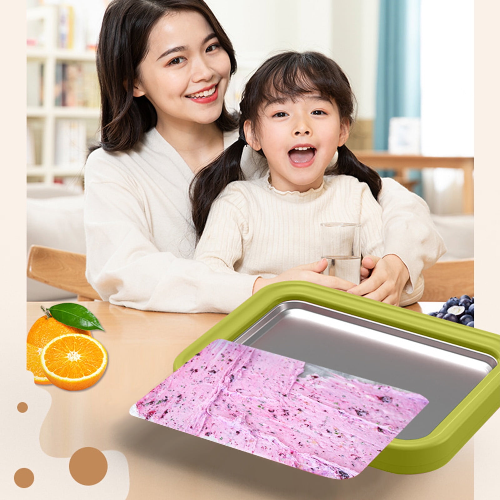 Gnmfd Mini Yogurt Ice Cream Maker Stainless Steel Household Ice Tray Frozen Dessert Machine No Electricity Needed for Summer Cooking Healthy Snack Party