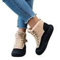 thumbnail image 3 of Xiaoxatg Women's Casual Shoes Winter Velvet Versatile Thick Sole White Shoes for Stylish Comfort 6.5 Beige, 3 of 9